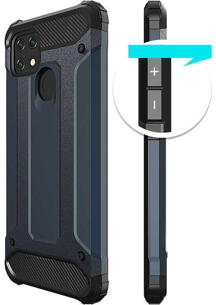 - Oppo A15 - Kılıf Çift Katman Zırh Tank Crash Military Kapak - Mavi - T17113 fırsatları