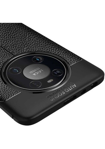 - Huawei Mate 40 Pro - Kılıf Deri Görünümlü Auto Focus Karbon Niss Silikon Kapak