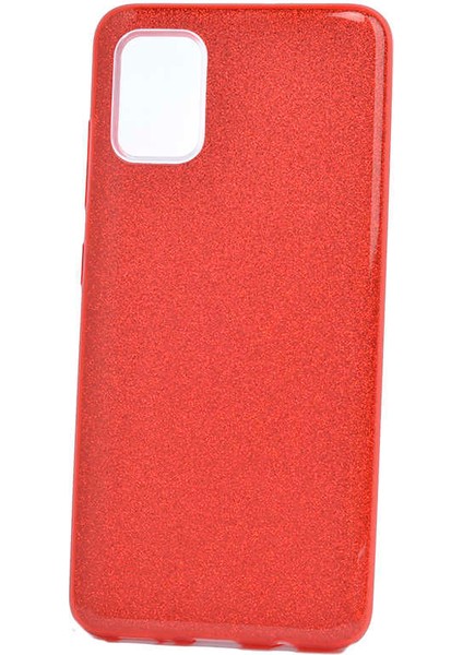noktaks - Samsung Galaxy A71 - Kılıf Simli Koruyucu Shining Silikon - Kırmızı - T12774