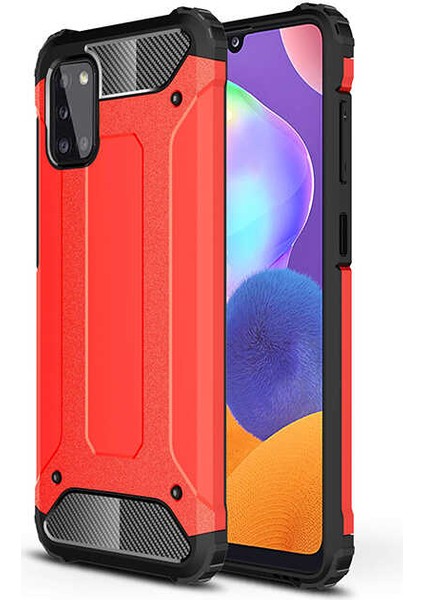 - Samsung Galaxy A31 - Kılıf Çift Katman Zırh Tank Crash Military Kapak - Kırmızı - T13471