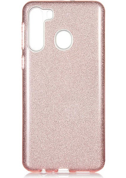 - Samsung Galaxy A21 - Kılıf Simli Koruyucu Shining Silikon - Rose Gold - T13236