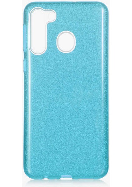- Samsung Galaxy A21 - Kılıf Simli Koruyucu Shining Silikon - Mavi - T13236