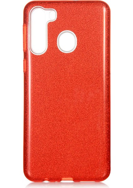 - Samsung Galaxy A21 - Kılıf Simli Koruyucu Shining Silikon - Kırmızı - T13236