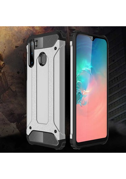 - Samsung Galaxy A21 - Kılıf Çift Katman Zırh Tank Crash Military Kapak - Gri - T12870 modelleri