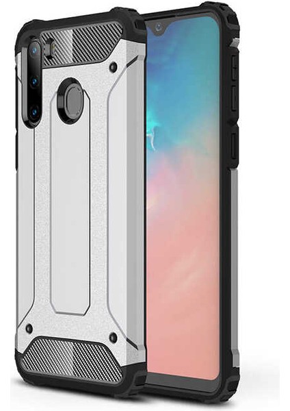 - Samsung Galaxy A21 - Kılıf Çift Katman Zırh Tank Crash Military Kapak - Gri - T12870