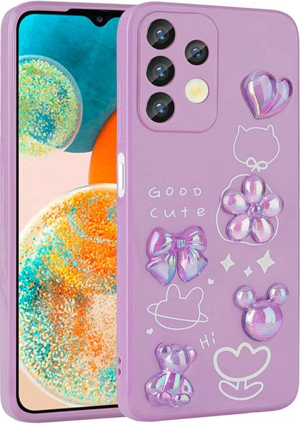 - Samsung Galaxy A13 4G - Kılıf Kabartma Figürlü Parlak Toys Silikon Kapak - Mor - T29854