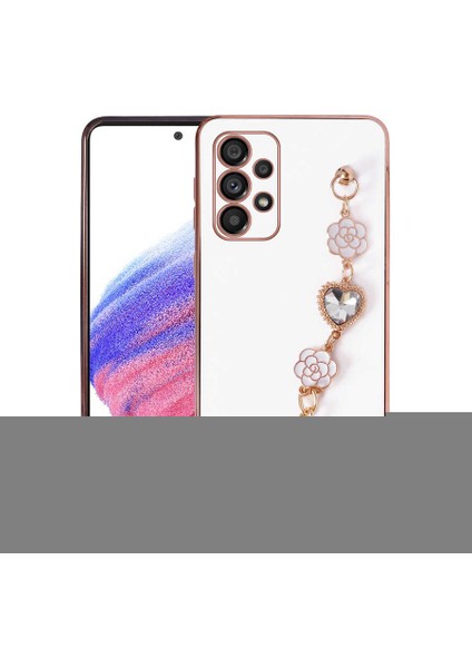 - Samsung Galaxy A13 4G - Kılıf El Tutamaçlı Kamera Korumalı Taka Silikon Kapak - Beyaz - T23481