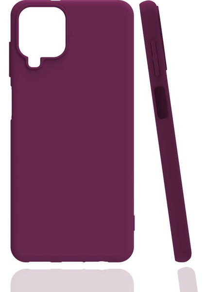 - Samsung Galaxy A12 - Kılıf Mat Soft Esnek Biye Silikon - Mor - T17023