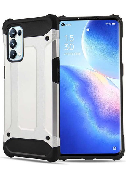 - Oppo Reno 5 Pro 5G - Kılıf Çift Katman Zırh Tank Crash Military Kapak - Gri - T16579