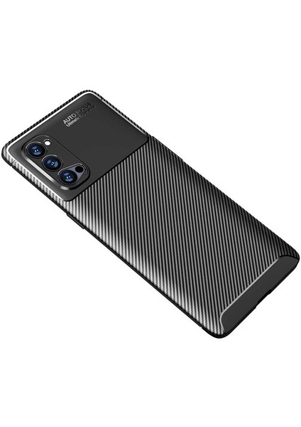 - Oppo Reno 4 Pro 5G - Kılıf Auto Focus Karbon Negro Silikon Kapak - Siyah