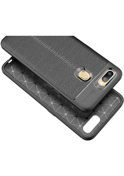 - Oppo A7X - Kılıf Auto Focus Karbon Niss Silikon Kapak - Lacivert