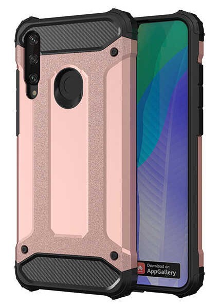 - Huawei Y6P - Kılıf Çift Katman Zırh Tank Crash Military Kapak - Rose Gold - T14027