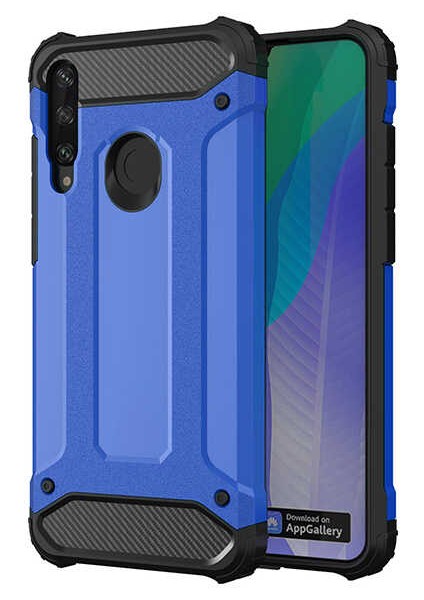 - Huawei Y6P - Kılıf Çift Katman Zırh Tank Crash Military Kapak - Mavi - T14027