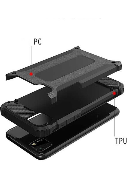 - Huawei Y5P - Kılıf Çift Katman Zırh Tank Crash Military Kapak - Rose Gold - T14026 modelleri