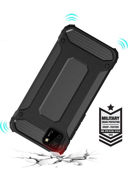 - Huawei Y5P - Kılıf Çift Katman Zırh Tank Crash Military Kapak - Mavi - T14026 indirimleri
