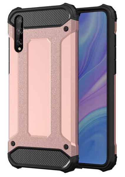 - Huawei P Smart S (Y8P) - Kılıf Çift Katman Zırh Tank Crash Military Kapak - Rose Gold - T15090
