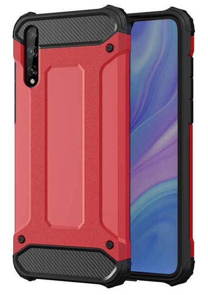- Huawei P Smart S (Y8P) - Kılıf Çift Katman Zırh Tank Crash Military Kapak - Kırmızı - T15090
