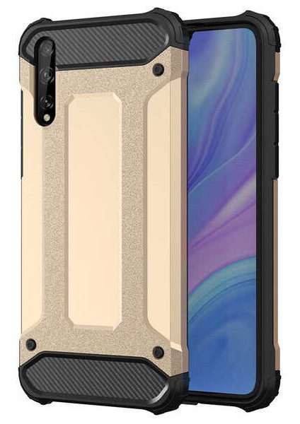 - Huawei P Smart S (Y8P) - Kılıf Çift Katman Zırh Tank Crash Military Kapak - Gold - T15090