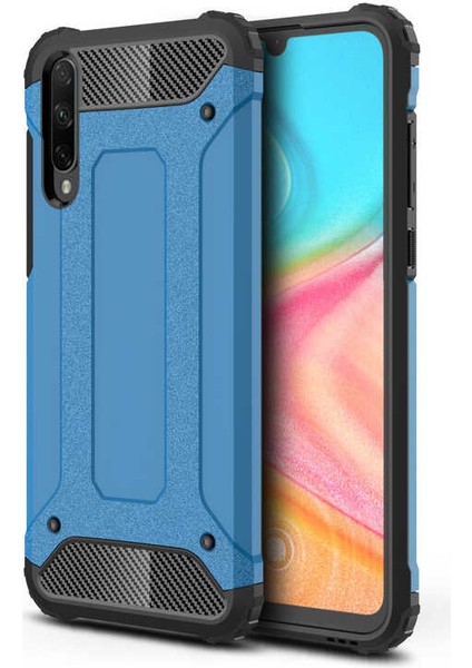 - Huawei Honor 20 Lite - Kılıf Çift Katman Zırh Tank Crash Military Kapak - Mavi - T15086