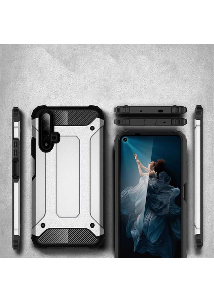 - Huawei Honor 20 - Kılıf Çift Katman Zırh Tank Crash Military Kapak - Gri - T15089 modelleri