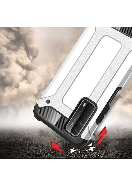 - Huawei P Smart 2021 - Kılıf Çift Katman Zırh Tank Crash Military Kapak - Rose Gold - T15818 modelleri