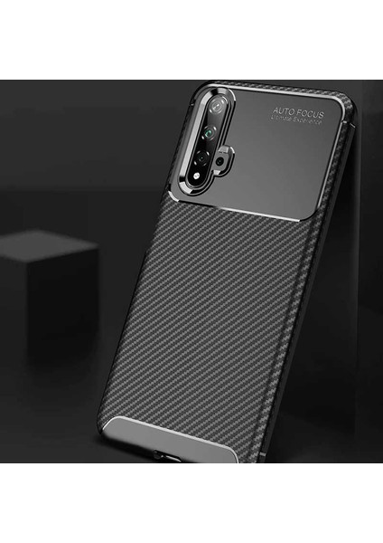 - Huawei Honor 20 - Kılıf Auto Focus Karbon Negro Silikon Kapak - Lacivert