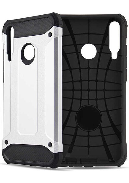 - Huawei P40 Lite E - Kılıf Çift Katman Zırh Tank Crash Military Kapak - Gri - T13223