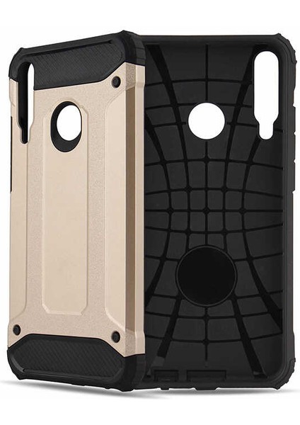 - Huawei P40 Lite E - Kılıf Çift Katman Zırh Tank Crash Military Kapak - Gold - T13223
