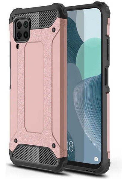 - Huawei P40 Lite - Kılıf Çift Katman Zırh Tank Crash Military Kapak - Rose Gold - T13470