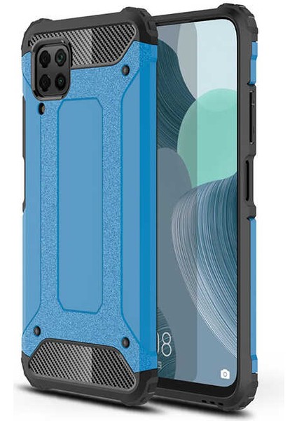 - Huawei P40 Lite - Kılıf Çift Katman Zırh Tank Crash Military Kapak - Mavi - T13470