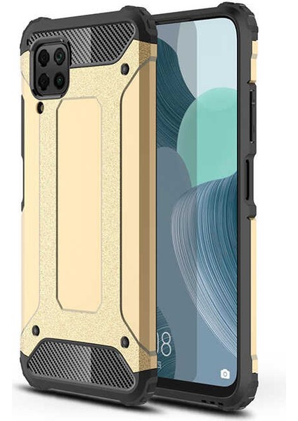- Huawei P40 Lite - Kılıf Çift Katman Zırh Tank Crash Military Kapak - Gold - T13470