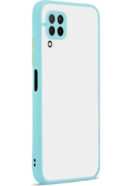 - Huawei P40 Lite - Kılıf Arkası Buzlu Renkli Düğmeli Hux Kapak - Turkuaz - T14745