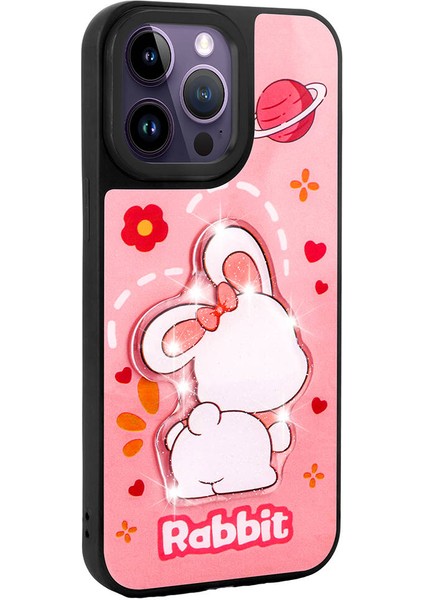 - Apple iPhone 14 Pro Max - Kılıf Parlayan Kabartmalı İkonik Figürlü Amas Silikon Kapak - Pembe indirimleri