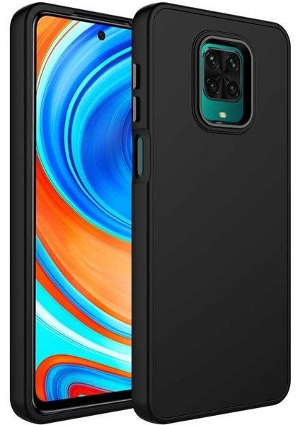 - Xiaomi Redmi Note 9 Pro - Kılıf Metal Çerçeve ve Buton Tasarımlı Silikon Luna Kapak - Siyah - T25113