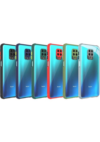 - Xiaomi Redmi Note 9s - Kılıf ​​kenarları Tırtıklı Renkli Düğmeli Kaff Kapak