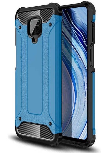 - Xiaomi Redmi Note 9 Pro - Kılıf Çift Katman Zırh Tank Crash Military Kapak - Mavi - T14678