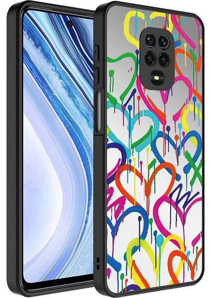 - Xiaomi Redmi Note 9 Pro - Kılıf Aynalı Desenli Kamera Korumalı Parlak Mirror Kapak - Kalp - T26796