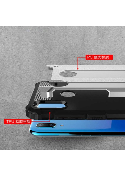 - Xiaomi Redmi Note 7 - Kılıf Çift Katman Zırh Tank Crash Military Kapak - Mavi
