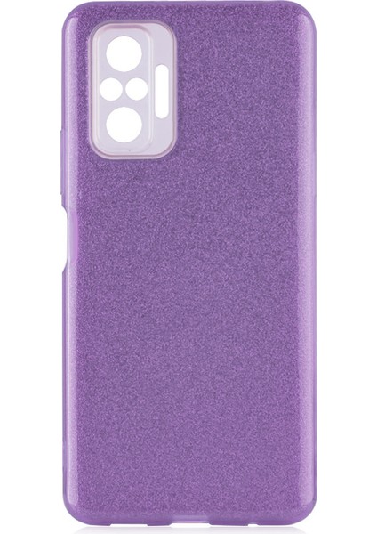 - Xiaomi Redmi Note 10 Pro - Kılıf Simli Koruyucu Shining Silikon - Mor - T17983