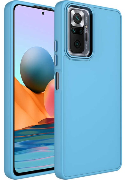 - Xiaomi Redmi Note 10 Pro - Kılıf Metal Çerçeve ve Buton Tasarımlı Silikon Luna Kapak - Sierra Mavi - T25123