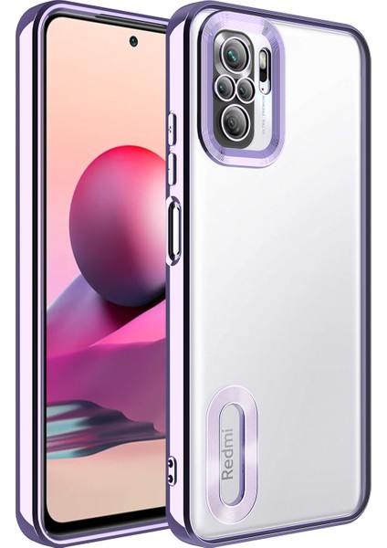 - Xiaomi Redmi Note 10 - Kılıf Kamera Korumalı Logo Gösteren Omega Kapak - Derin Mor