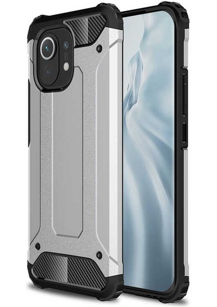- Xiaomi Mi 11 - Kılıf Çift Katman Zırh Tank Crash Military Kapak - Gri - T16315