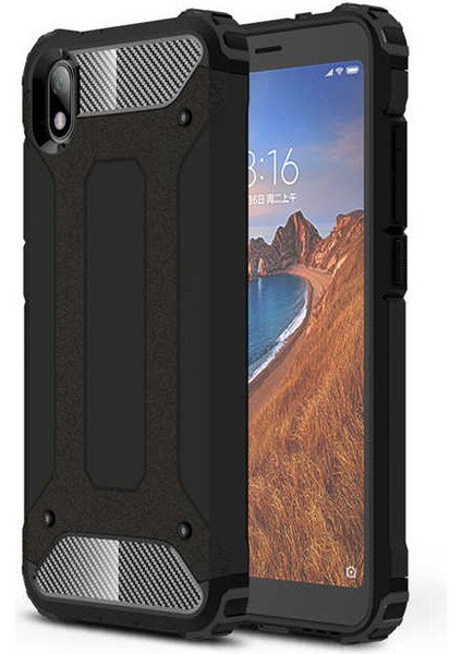 - Xiaomi Redmi 7A - Kılıf Çift Katman Zırh Tank Crash Military Kapak - Siyah - T9322 fiyatları