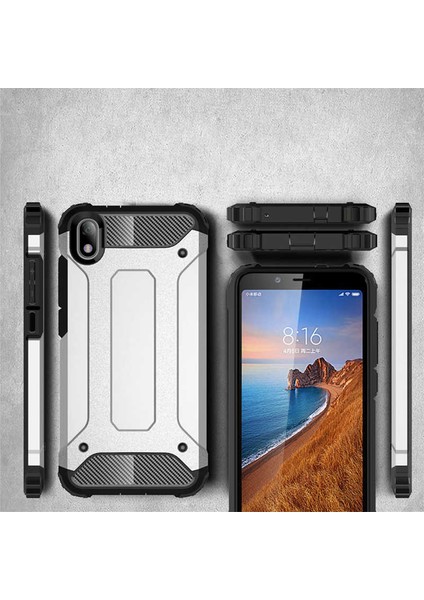 - Xiaomi Redmi 7A - Kılıf Çift Katman Zırh Tank Crash Military Kapak - Siyah - T9322 modelleri