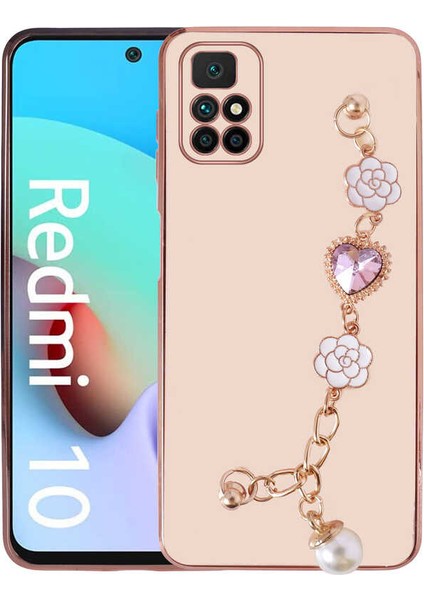 - Xiaomi Redmi 10 - Kılıf El Tutamaçlı Kamera Korumalı Taka Silikon Kapak - Pembe - T23500