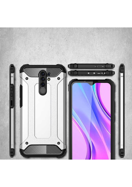 - Xiaomi Redmi 9 - Kılıf Çift Katman Zırh Tank Crash Military Kapak