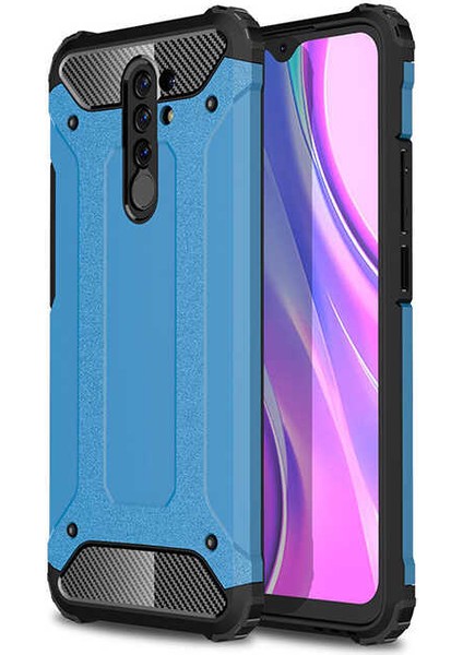 - Xiaomi Redmi 9 - Kılıf Çift Katman Zırh Tank Crash Military Kapak - Mavi - T14204