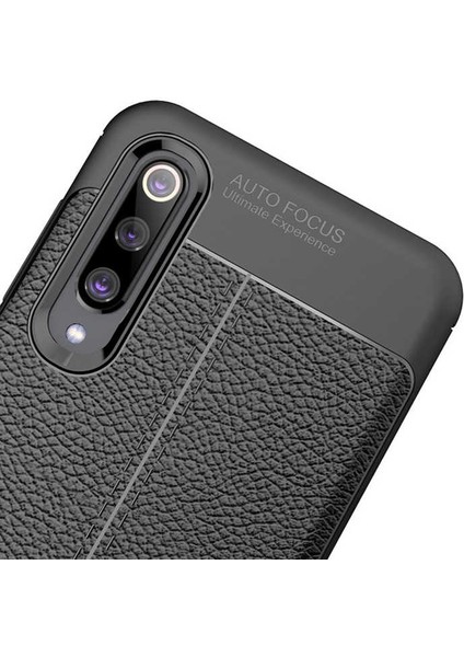 - Xiaomi Mi 9 - Kılıf Deri Görünümlü Auto Focus Karbon Niss Silikon Kapak