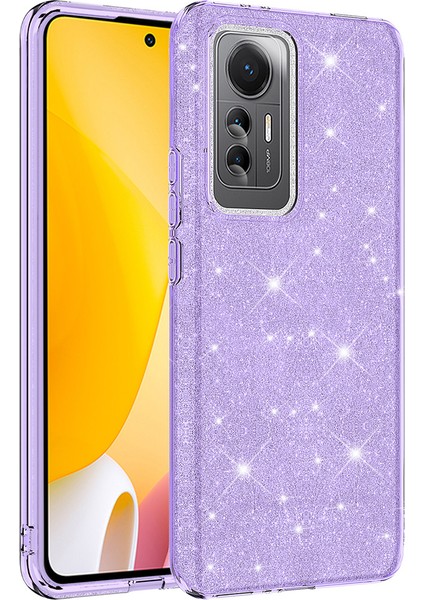 - Xiaomi Mi 12 Lite - Kılıf Simli Koruyucu Shining Silikon - Mor - T26083