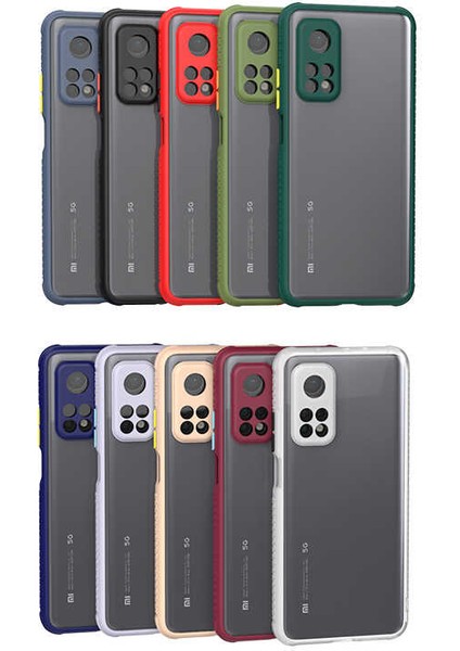- Xiaomi Mi 10T 5G - Kılıf ​​Arkası Şeffaf Sert Kaff Kapak - Kırmızı